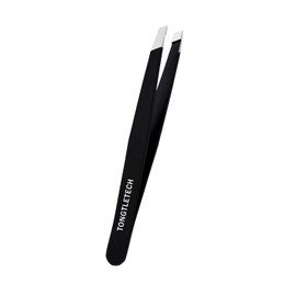 TONGTLETECH Slant Tweezers – Precision Slant-Tip Pink Eyebrow Tweezer Stainless Steel Facial Hair Plucking for Men and Women