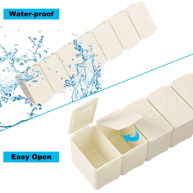 2 PCS Pill Organiser, 7 Day Pill Boxes Weekly Pill