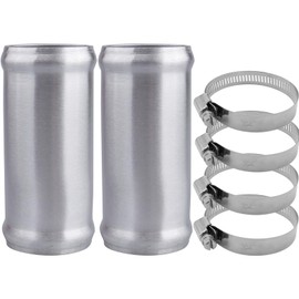 AC PERFORMANCE 1.75" (45mm) OD Aluminum Alloy Hose Joiner Silicone Pipe Connector Bead, 4" Length with 304 SS Clamps, Pack of 2