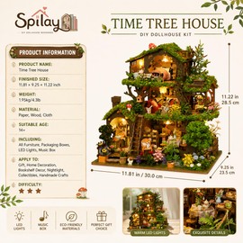 Spilay DIY Miniature House Kit for Adults, Miniature Dollhouse Building Kit