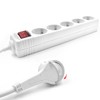 ACT Steckdosenleiste Flachstecker 5-Fach, Power Strip 1.5m, Mehrfachsteckdose mit Kindersicherung,