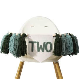 Greenery 2nd Birthday High Chair Banner - Nature 2nd Birthday Highchair Banner, Two Birthday High Chair Banner, Two Wild Birthday Party Banner, Tassel Bunting (TWO Birthday Banner)