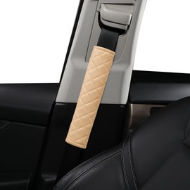 HighnessHwoo Extra Long Seatbelt Covers for Adults Kids Women & Men, Super Soft Car Seat Belt Strap Cushion for Sedan SUV Trucks, Shoulder Neck Chest Protector Pad, Auto Interior Accessories, 2pcs, Beige, 27cm