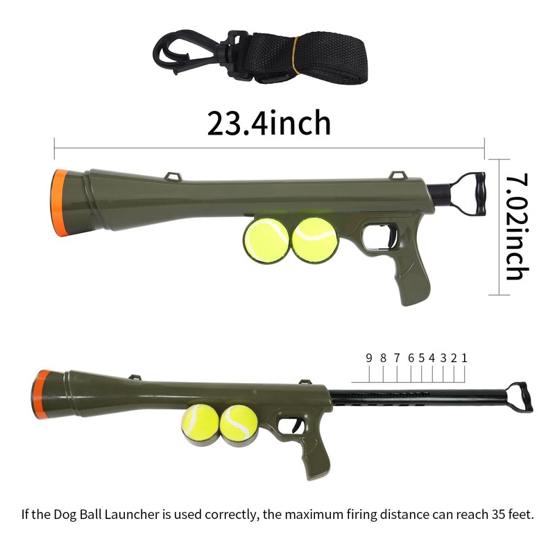 RSSLygaeonix Tennis Ball Launcher for Dogs, Launches 30+ ft, Green