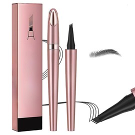 Magic Eyebrow Pencil, 2024 Waterproof 3D Microblading Eyebrow Pencil with 4 Fork Tips, Strong Adhesion, Long-Lasting, Smudge-Proof, Waterproof (Grey)