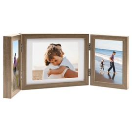 vidaXL Trifold Photo Frame Collage in White - Modern Room Decor Featuring Easy Picture Swap & Foldable Design, MDF & PS Material, Ideal for Living Room, Lounge Area & Bedroom