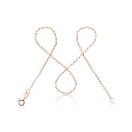 modabilé Women's Curb Chain Necklace Rose Gold Plated 925 Sterling Silver (35 cm - 90 cm 1.3 mm Wide) Rose Gold Chain without Pendant Short Chains Women, Sterling Silver