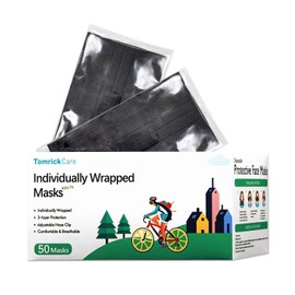 50 PCS Black Disposable Face Masks for Adults, Individually Wrapped,Breathable and Comfortable