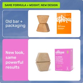 Ethique Glowing - Solid Face Exfoliator for Dull Skin -Vegan, Zero-Waste, Plastic-Free, Cruelty-Free, 3.9 oz (Pack of 1: 2 bars)