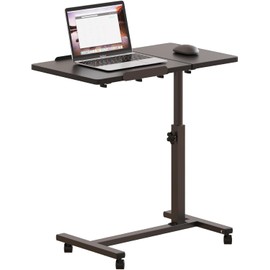 JXINONT Over The Bed Table with Wheels Rolling Cart Tilting Sofa Laptop Stands Hospital Tray Medical Overbed Table (Black)