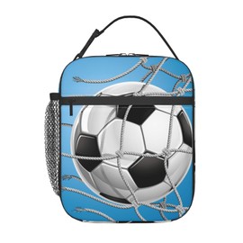 cromcu Insulated Lunch Box for Men Boys Kids Soccer Lunch Box for Work,Picnic,School,Travel,Hiking,Beach or Fishing Polyester Sport Soccer Theme Lunch Bag