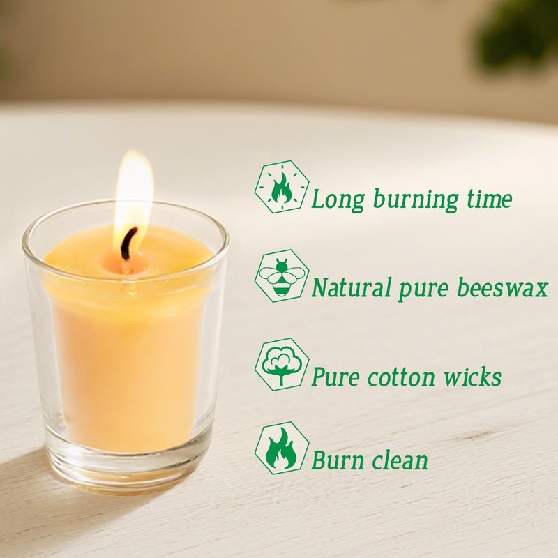 6 Pack Clear Cup Filled Beewaxs 12-Hour Beeswax Prayers Candle,Long