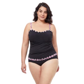Profile by Gottex Women's Pretty Wild Full Figure Tankini, Black