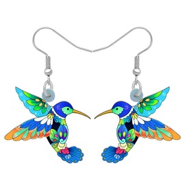 DALANE Acrylic Cute Hummingbird Earrings Dangle Drop Birds Charms Jewelry Hummingbird Gifts for Women Girls (Blue)