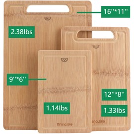 Glue free and Non Toxic, Totally Organic non toxic cutting board Bamboo Cutting Boards set(3 pack) For Kitchen, Non-solid Wood Cutting Board, Chopping Board with Juice Groove