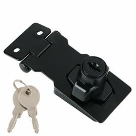Alise Keyed Hasp Lock,2.5 Inch Safety Packlock Clasp Hasp Lock Latch with Lock, Black Door Hinge Lock with Keys Keyed Locking Hasp for Cabinets Closets Doors