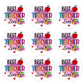 D4DREAM Thank You Teacher Labels Stickers - 36pcs Teacher Appreciation Stickers Gifts Tags 1.5" Best Teachers Ever Labels Sticker for Envelope Seal Gift Wrap Box Cards Party Decorations