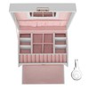 Three Layer Jewelry Storage Box PU Leather Necklace Rings Earrings