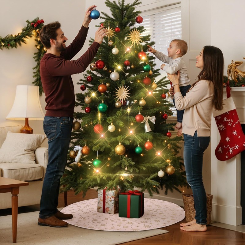 Lanpn Christmas Tree Skirt 30 inch, Velvet Xmas Tree Skirt