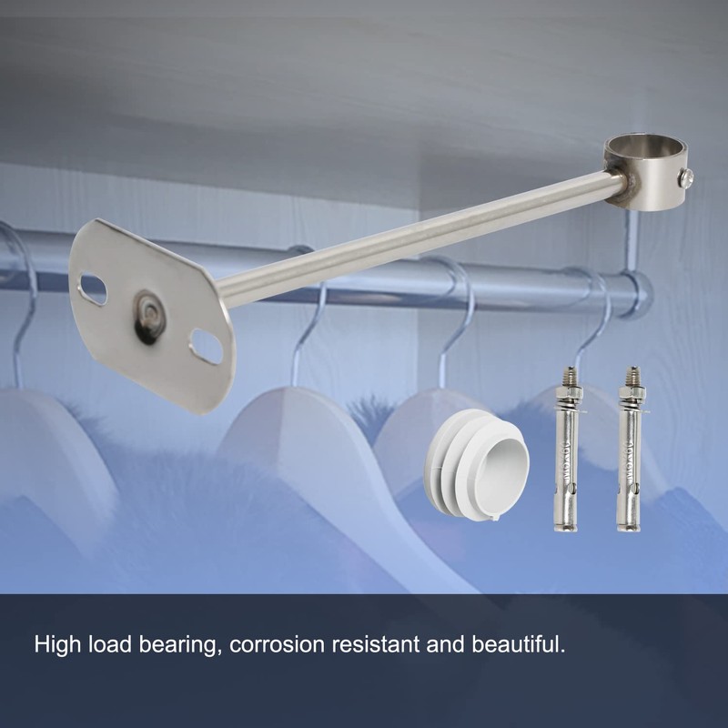 Aopin Closet Rod Brackets, 25mm/1" Curtain Rod Ceiling-Mount Brackets, Stainless