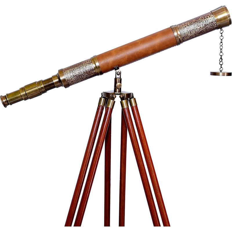 Single Barrel Antique Brass with Brown Leather On Center Marine