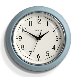 JONES CLOCKS® Ketchup Wall Clock | Retro Round Clock | 10 inch | Light Blue | Easy to Read Numbers | Perfect for Kitchen or Office