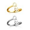 ABJFJE Adjustable Gold Silver Letter Rings for Women Dainty Crystal