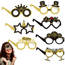 Qunkun New Year's Eve Decoration, New Year's Eve Glasses, 8 Pairs of Happy New Year Glasses, 2024 Happy New Year Glasses, New Year Decoration, Happy New Year Decoration, New Year's Eve Party