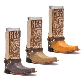 Mexican Leather Mini Texan Boot Tequila Shot - Original Artisan Bota Texana para Tequila 1 pc (Assorted Colors)