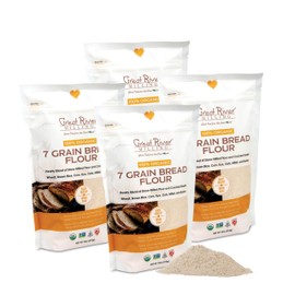 Organic Seven Grain Blend Bread Flour by Great River Milling, Stone Ground Multigrain Baking Flour, Whole Grain Flour for Bread, Certified Kosher, USDA, Non GMO, 18oz. (Pack of 1)