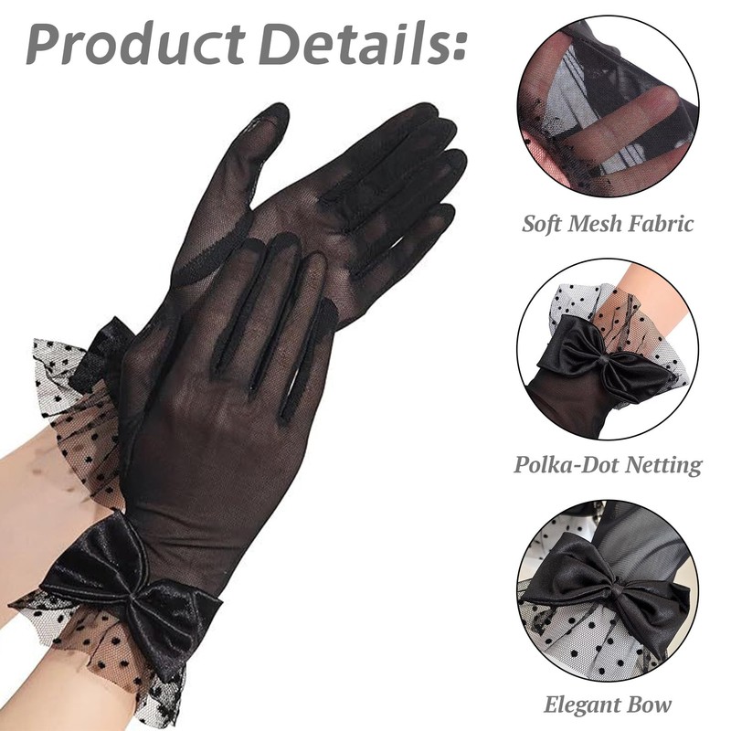 Eeuwigegelofte Lace Gloves Wedding Tea Party Gloves for Women, Bow