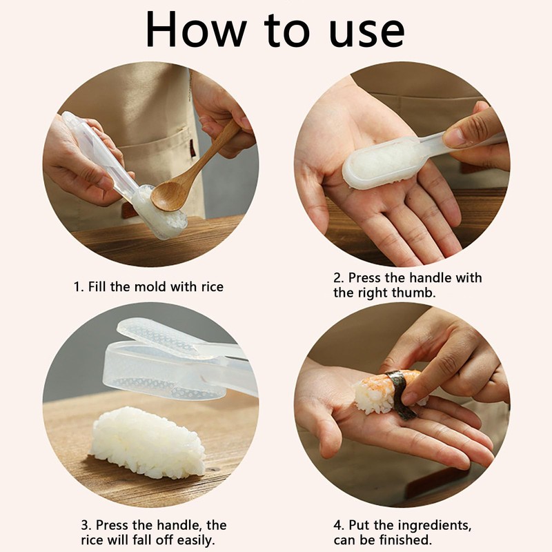 GUANGJIA 4Pcs Plastic Kitchen Sushi Making Mould Simple Nigiri Sushi