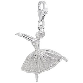 Sterling Silver Ballet Dancer Charm With Lobster Claw Clasp, Charms for Bracelets and Necklaces