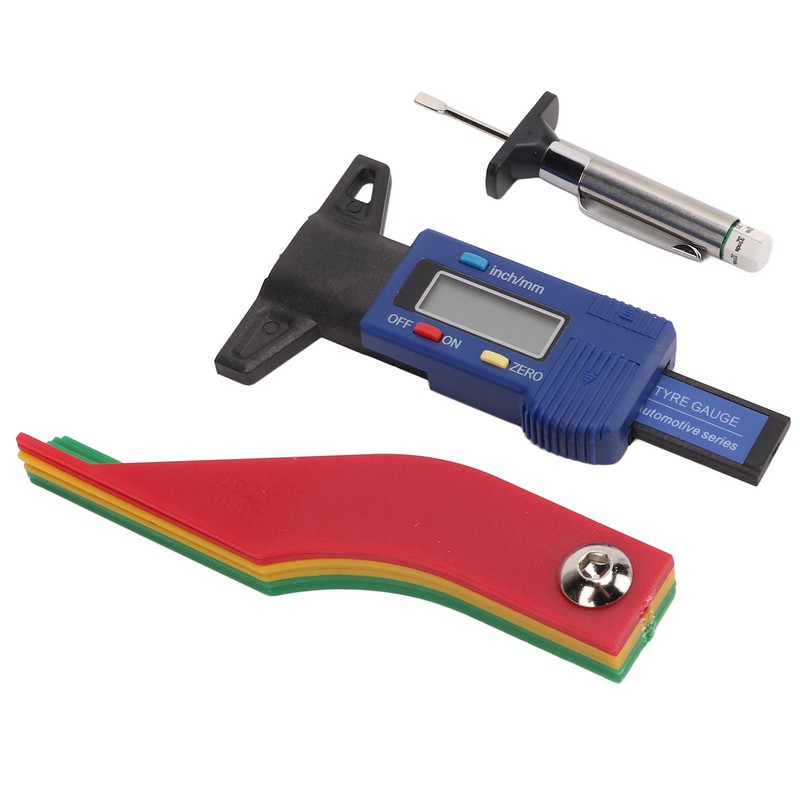 Digital Tire Tread Gauge Color Coded Depth Measurement Tool Handheld