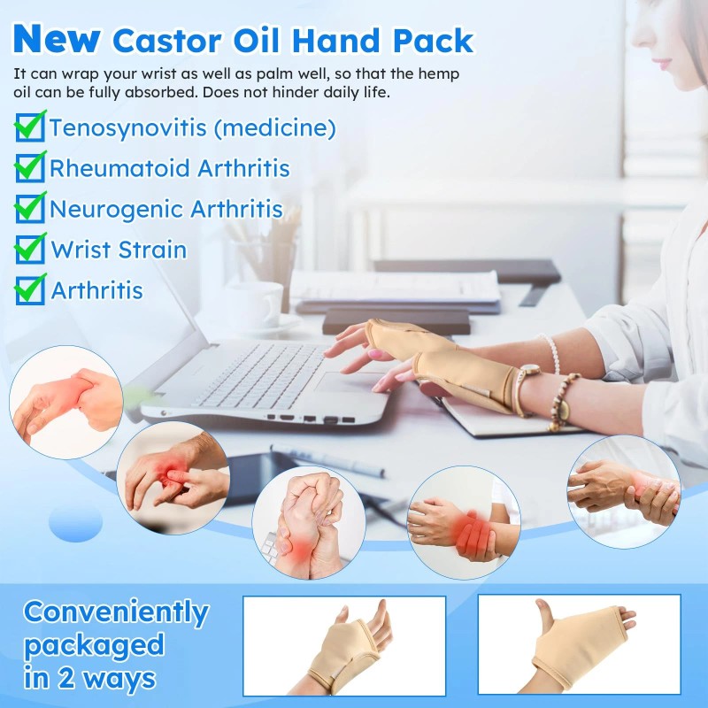 Qupite Castor Oil Pack Wrap10 pcs Reusable Organic Castor Oil