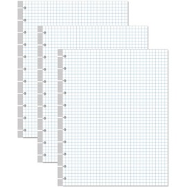 (3-Pack) A4 TUL Discbound Grid Filler Paper - 11 Disc Graph Paper, Letter Size 300Sheets / 600Pages Loose-Leaf Paper, 100gsm White Paper, 8.5'' x 11''