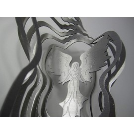 WorldaWhirl Whirligig 3D Wind Spinner Hand Painted Stainless Steel Twister Angel (6.5 Inch, Multi Color)