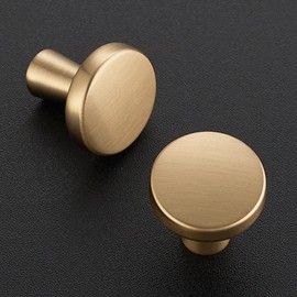 Ravinte 5 Pack Champagne Bronze Cabinet Knobs Mini Round Knobs Single Hole Solid Drawer Pulls for Dresser Drawers -1 Inch Diameter