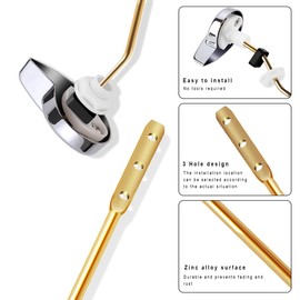 2Pack Toilet Handle Lever Flush Replacement, Universal Side Mount Toilet Flush Handle Tank Lever with 2 Pieces Stainless Steel Flapper Chains Fits Most Toilets, Chrome Finish, Easy Install