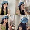 Weuiean NZH-610 Denim Beret Women's Button Decorated Hat, Adjustable Size,