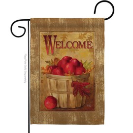Breeze Decor Fruits Welcome Apple Basket Garden Flag Food Pineapple Strawberry Watermelon Tropical Aloha Summer Small Decorative Gift Yard House Banner Made in USA 13 X 18.5
