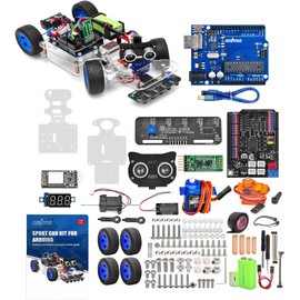 OSOYOO Robot Rc Smart Car DIY Kit for Arduino to Build for Adults, Teens with Servo Power Steering Motor, Wifi, Bluetooth, Code Programmable Compatible with Arduino UNO
