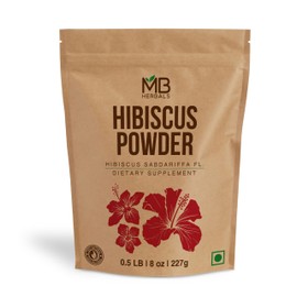 MB Herbals Hibiscus Powder | 227g | Half Pound | Hibiscus sabdariffa Flower Powder | for Refreshing Tea & Hair Care