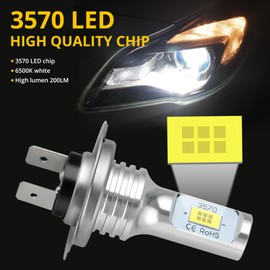 JRQLOV 3570 H7 Led Bulb Super Bright 6500k White CSP-Chips Replacement for Fog Lights Daytime Running Lights Instrument Lamp Car Door Lights Projector Lights Truck Door Lights Warning Light 2PCS