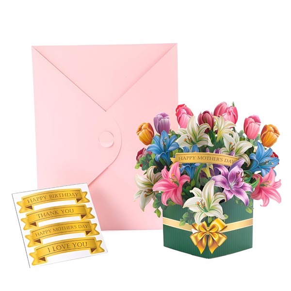 yaartz Pop Up Flower Cards Paper Flower Bouquet Pop Up
