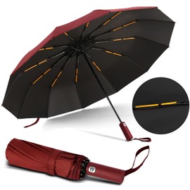 GUARAY Umbrella, Windproof Travel Umbrella with 24 Ribs (12*2), Durable Automatic Umbrella for Rain & Sun, Portable Compact Umbrella with Large Canopy, Sun Umbrella UV Protection, Fits Car & Backpack