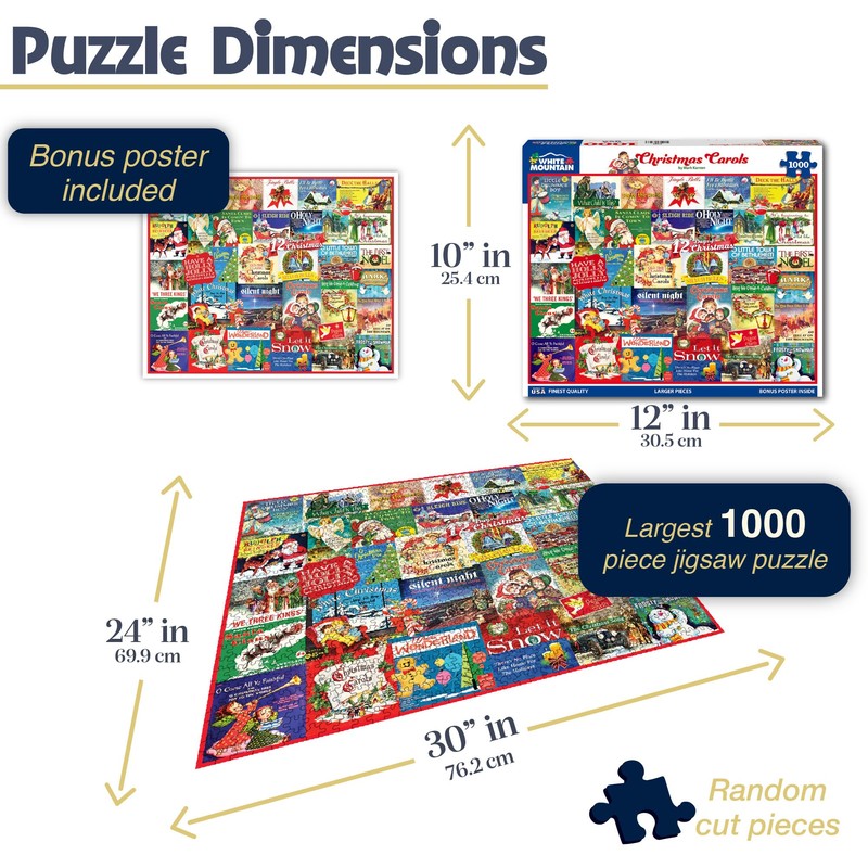 White Mountain Christmas Carols Christmas Puzzles 1000 Pieces Collage Winter