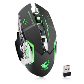 EBTOOLS Ratón Gaming Inalámbrico, 2.4 GHz, 6 Botones, Iluminación RGB, 3 Niveles dpi Ajustables 80016002400, Recargable, Silencioso                   
