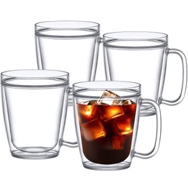 Amazing Abby - Yukon - 14-Ounce Insulated Plastic Tumblers (Set of 4), Double-Wall Plastic Drinking Glasses, All-Clear Reusable Plastic Cups, BPA-Free, Shatter-Proof, Dishwasher-Safe