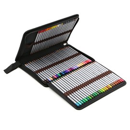 BTSKY estuche de lienzo portátil con cierre, colorido, para lápices, capacidad para 72 lápices. súper largo, para lápices acuarela, Negro nuevo